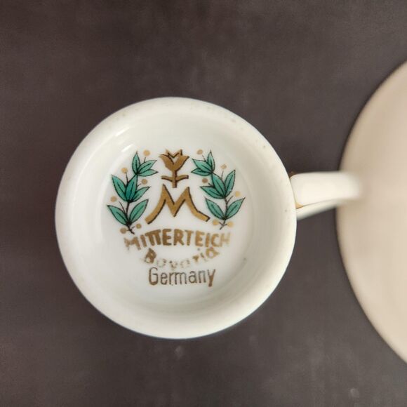 Mini Violets Tea Cup Mitterteich February Birth Flower Demitasse Art Deco German - Picture 6 of 9